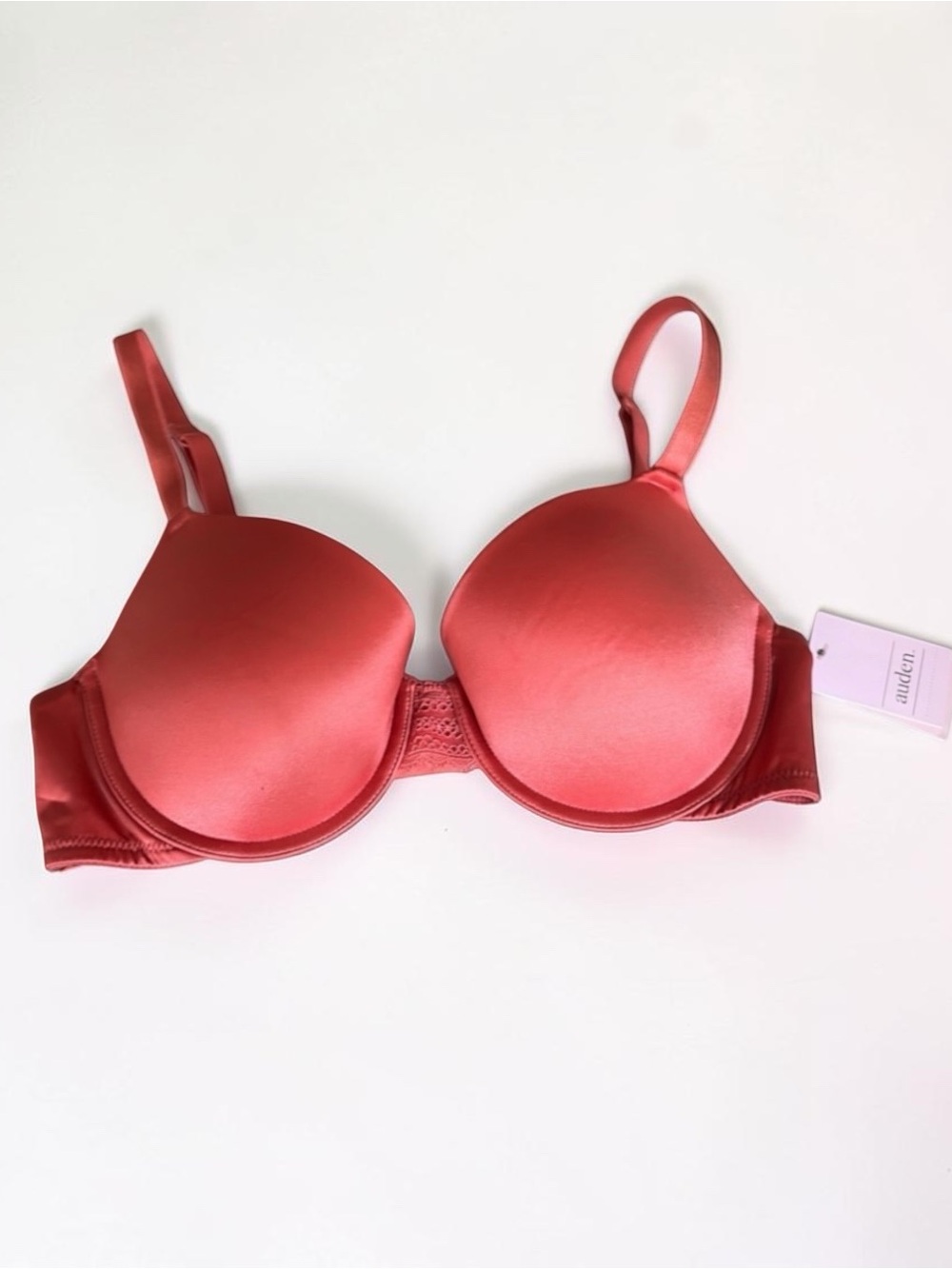 Auden The Daydream Demi T-Shirt Bra in Rust Lace Trim Light Lift & Padding 36C